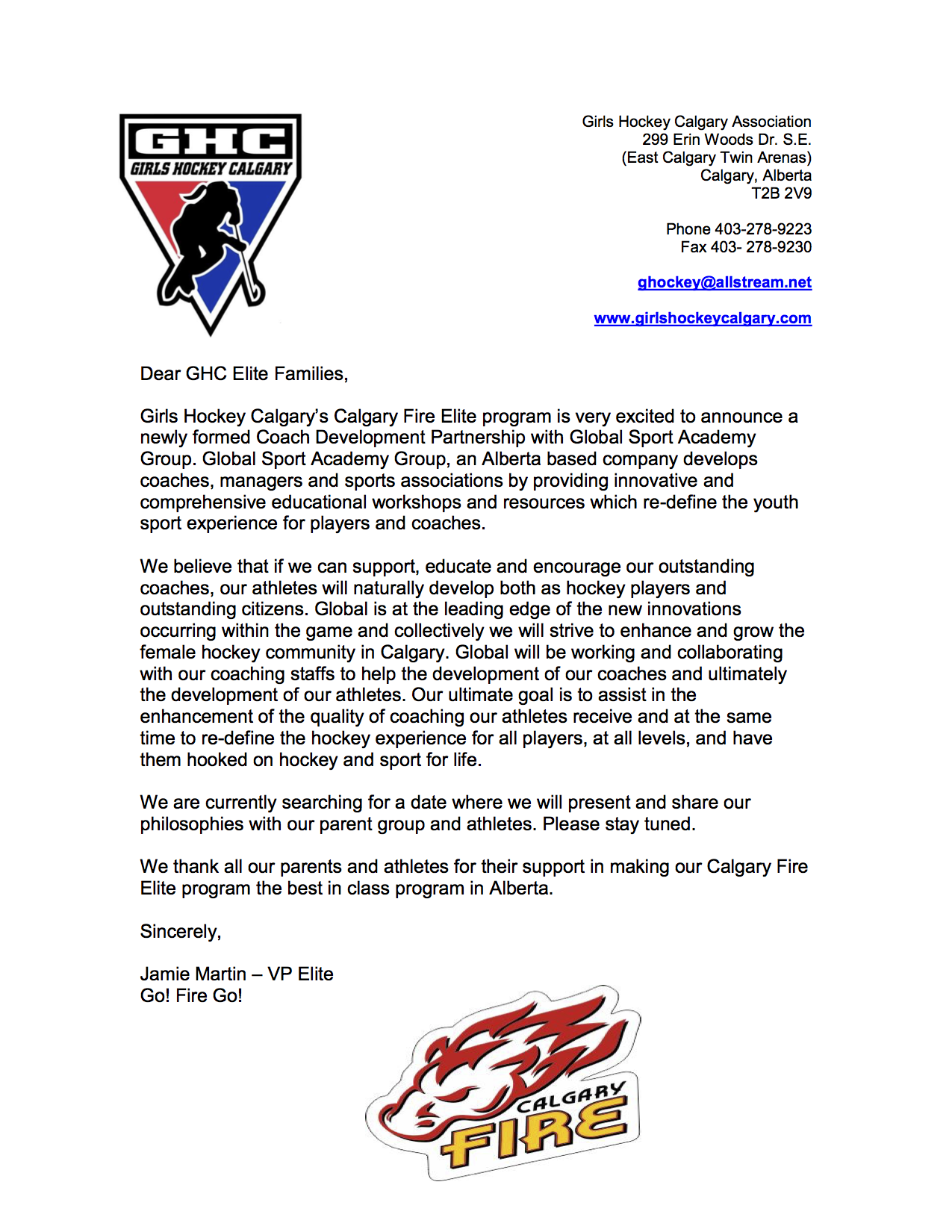 GHC Announcement