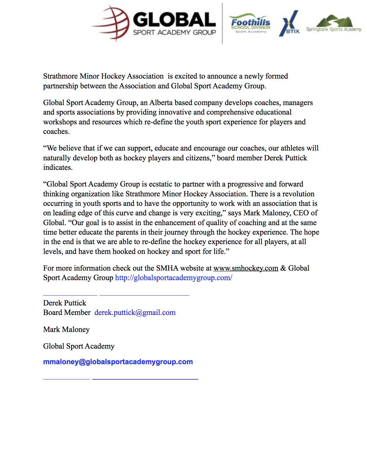 Strathmore Press Release